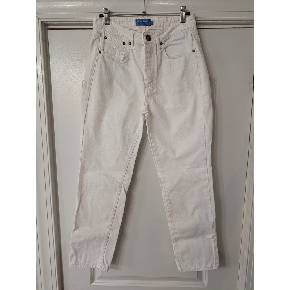 Beaufort & Blake Womens White Mom Sway Straight Leg Denim Jeans 8‎ minimalist